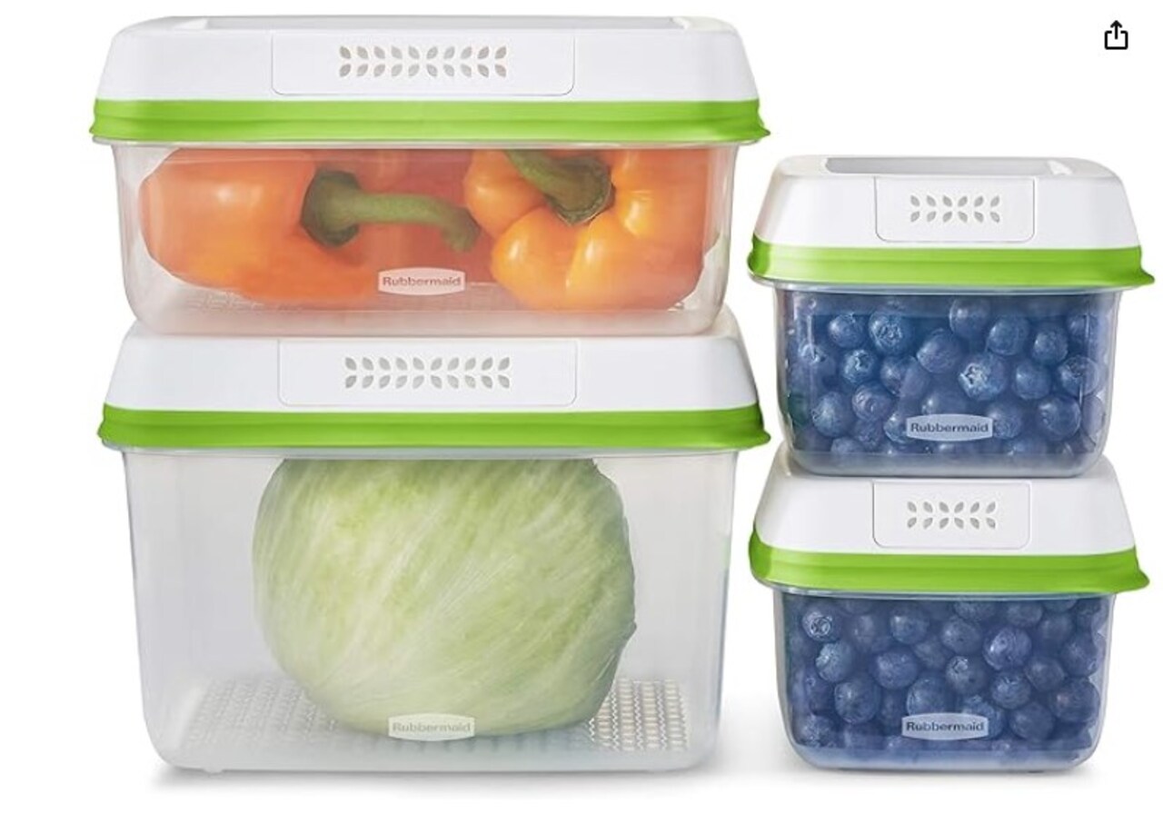 Clear FreshWorks Produce Saver, Medium and Large Storage Containers, 8-Piece Set